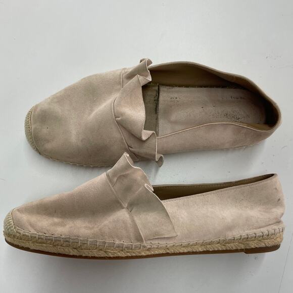 Michael Kors Espadrilles Womens 8.5 Pink Ruffle Suede Leather Upper Slip On - Picture 1 of 9
